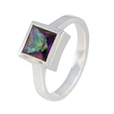 Luna Multicolor Solitaire Ring with Square Gemstone